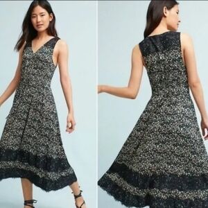 Sleeveless Black Floral Midi Dress